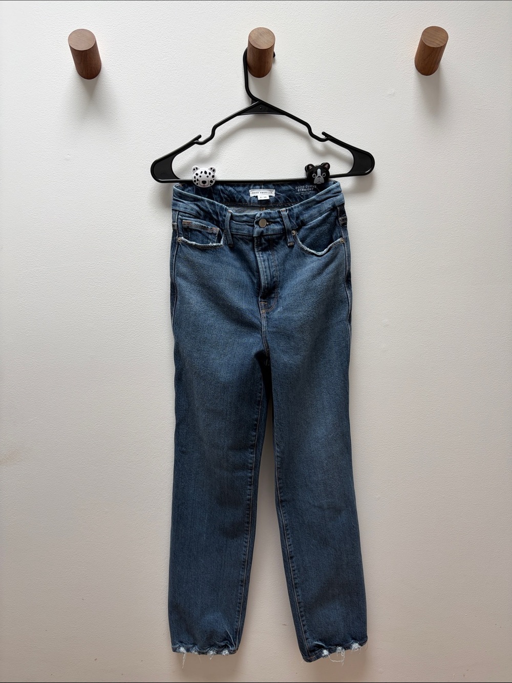 Good American Classic High-Rise “Good Curve” Straight Women's Blue Jeans